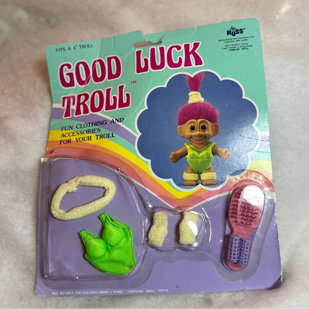 Vintage Russ Berrie & Co Good Luck Troll Accessories Kit Workout Outfit - New